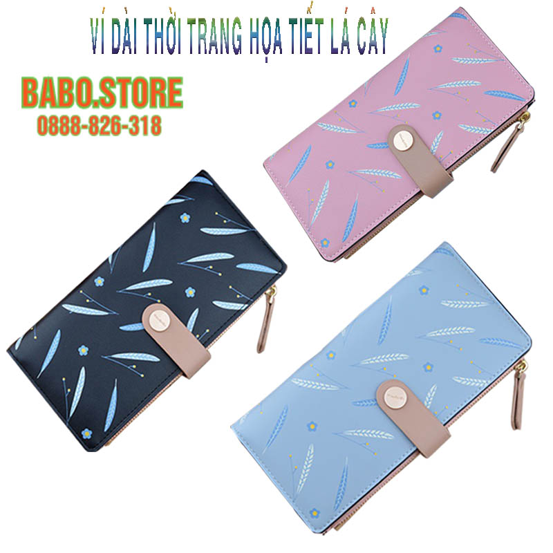 Ví nữ dài da PU cao cấp đựng tiền, thẻ name card màu đen, nâu xanh, hồng - Bóp nữ kiểu dáng dài, đa năng, giá rẻ[babo.store]