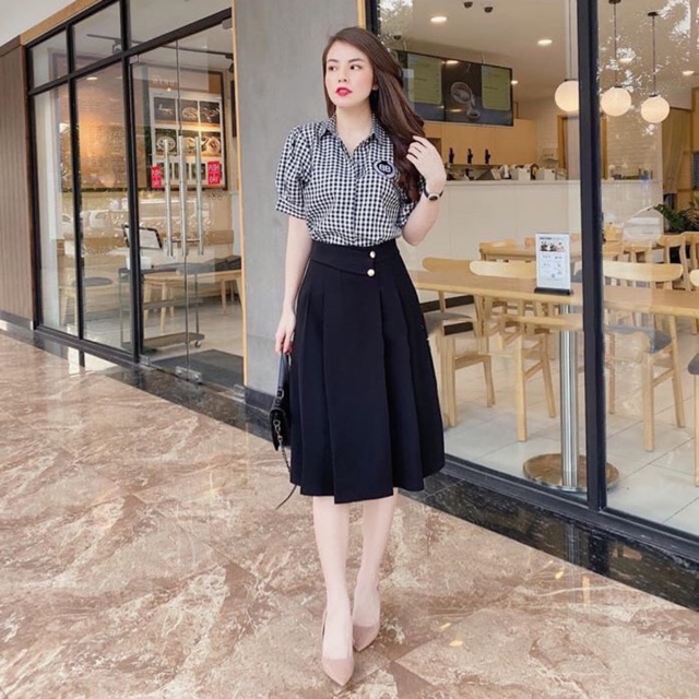 Chân váy công sở qua gối