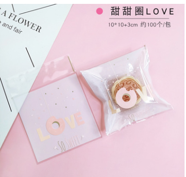 Set 50 túi kiếng dán đựng bánh cookie quà tặng LOVE so sweet 10 x 10 cm