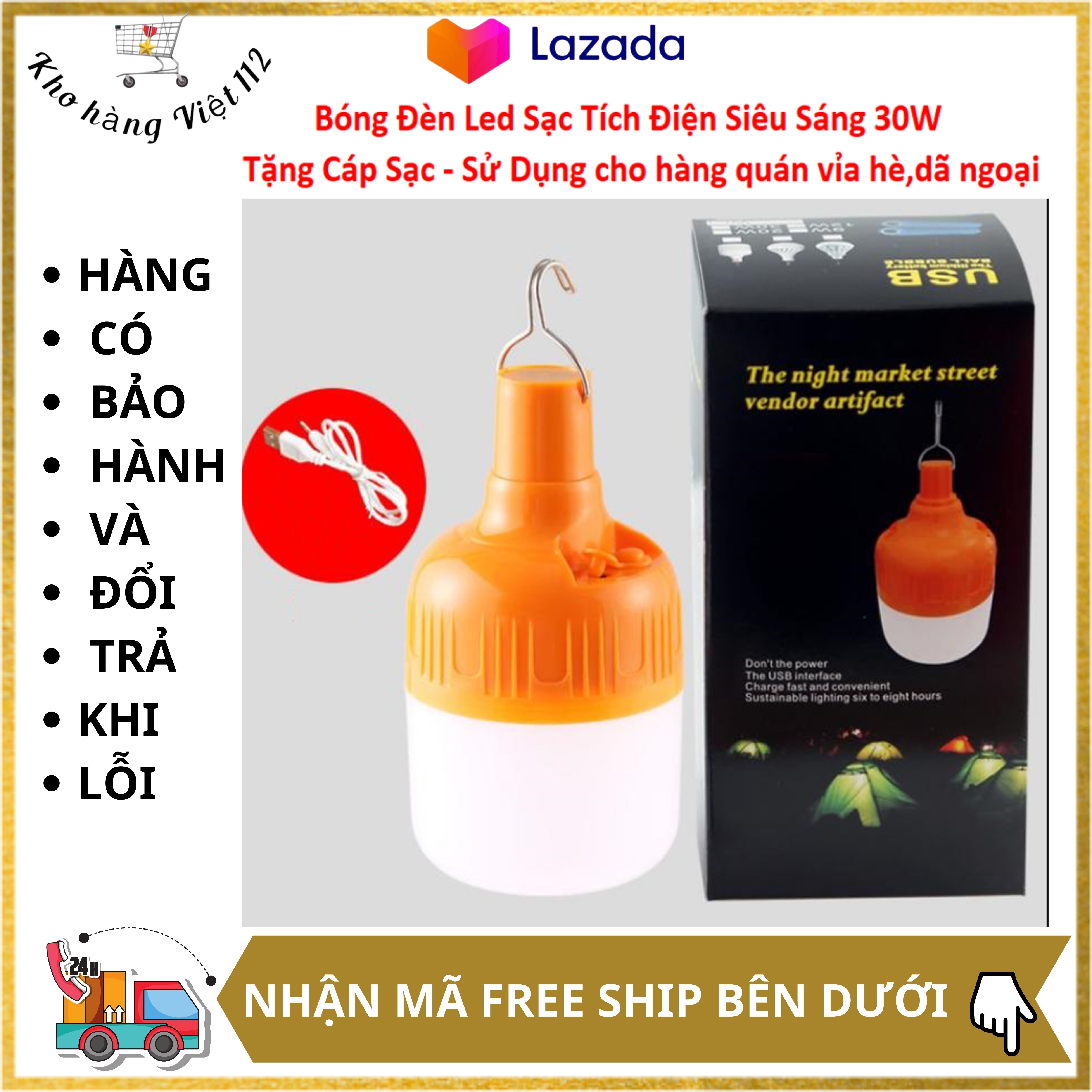 Bóng đèn led tích điện 30w có móc treo kèm sạc, bóng đèn tích điện 3 chế độ sáng,Bóng led bulb sạc tích điện kín nước siêu sáng-Bóng đèn led tích điện,bóng đèn tích điện,đèn sạc,bóng đèn