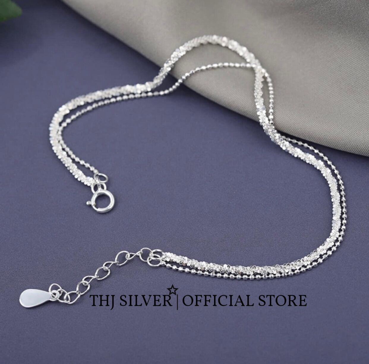 Lắc tay nữ THJ - Lắc đôi xù bi cá tính sáng đẹp bạc ta