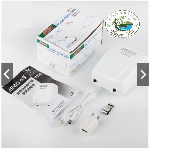 Máy sủi oxi 2 vòi cho hồ cá jebo 9950 2w có tích điện acquy phòng mất điện - air pump jebo 9550 2w