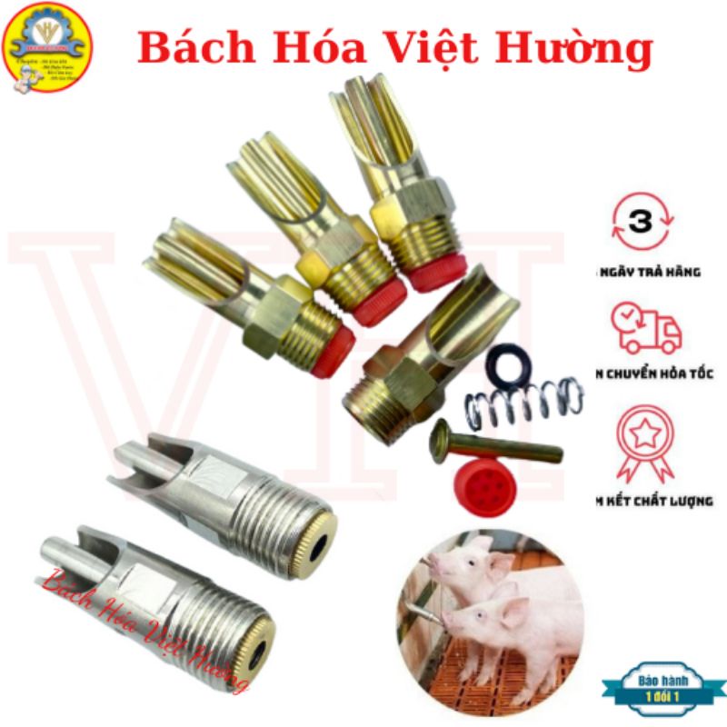 Núm uống nước tự động cho heo, lợn - Vòi , vú cho heo uống nước bằng đồng nguyên chất, inox phi 21 loại đẹp giá rẻ
