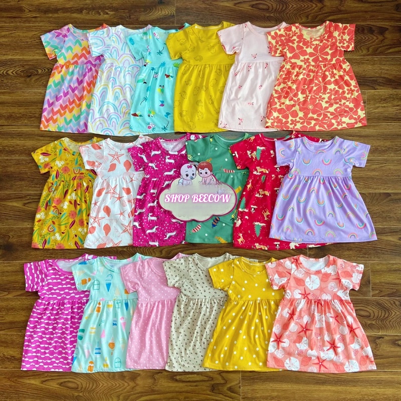 Màu đẹp | VÁY TẾT BÉ GÁI NGẮN TAY KIỂU BABYDOLL 7-17KG | VIDEO THẬT | SHOP BEECOW