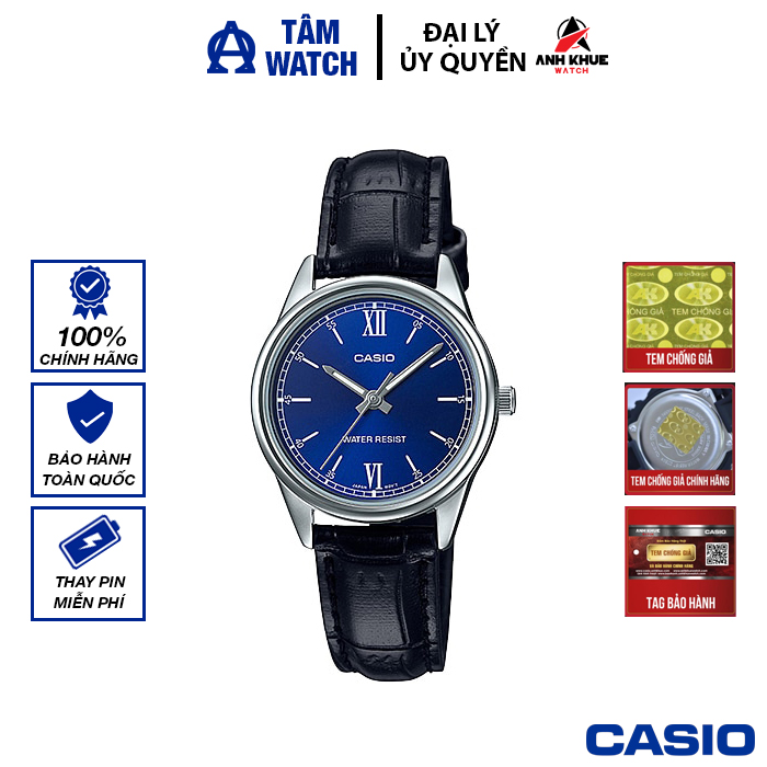 Đồng hồ nữ dây da casio standard chính hãng anh khuê ltp-v005l-2budf