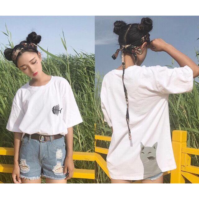 Áo thun tay lửng unisex cá mèo