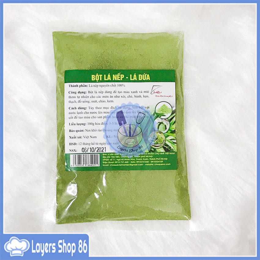 [Bột Tạo Màu Tự Nhiên 50g lá nếp/ lá dứa tạo màu xanh lá][Bột tạo màu thực phẩm hữu cơ rau củ quả gói 50gr lá nếp]