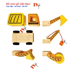 [HCM]Bộ đồ chơi lắp ráp xe đồ chơi bằng gỗ | Bộ đồ chơi lắp ráp cho bé 5 trong 1 | Mô hình xe công trình đa năng xe cẩu xe tải xe múc xe xúc xe ủi | Đồ chơi gỗ Việt nam