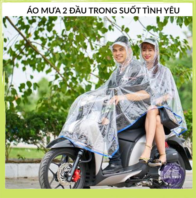 [🌷CAM KẾT CHÍNH HÃNG SƠN THỦY] Áo mưa trong suốt 2 đầu Tình yêu, Áo mưa đi xe máy, Áo mưa Sơn Thủy - Chống thấm rất tốt, Dễ dàng quan sát khi di chuyển, thời trang