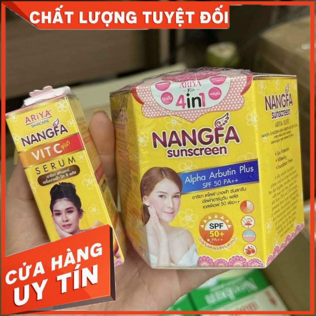 (Bộ Đôi Kem Tặng Serum) Kem Chống Nắng NANGFA Dưỡng Da Che Khuyết Điểm Thái Lan (20g-5g) (Tặng Kèm Serum Nangfa 8ml)