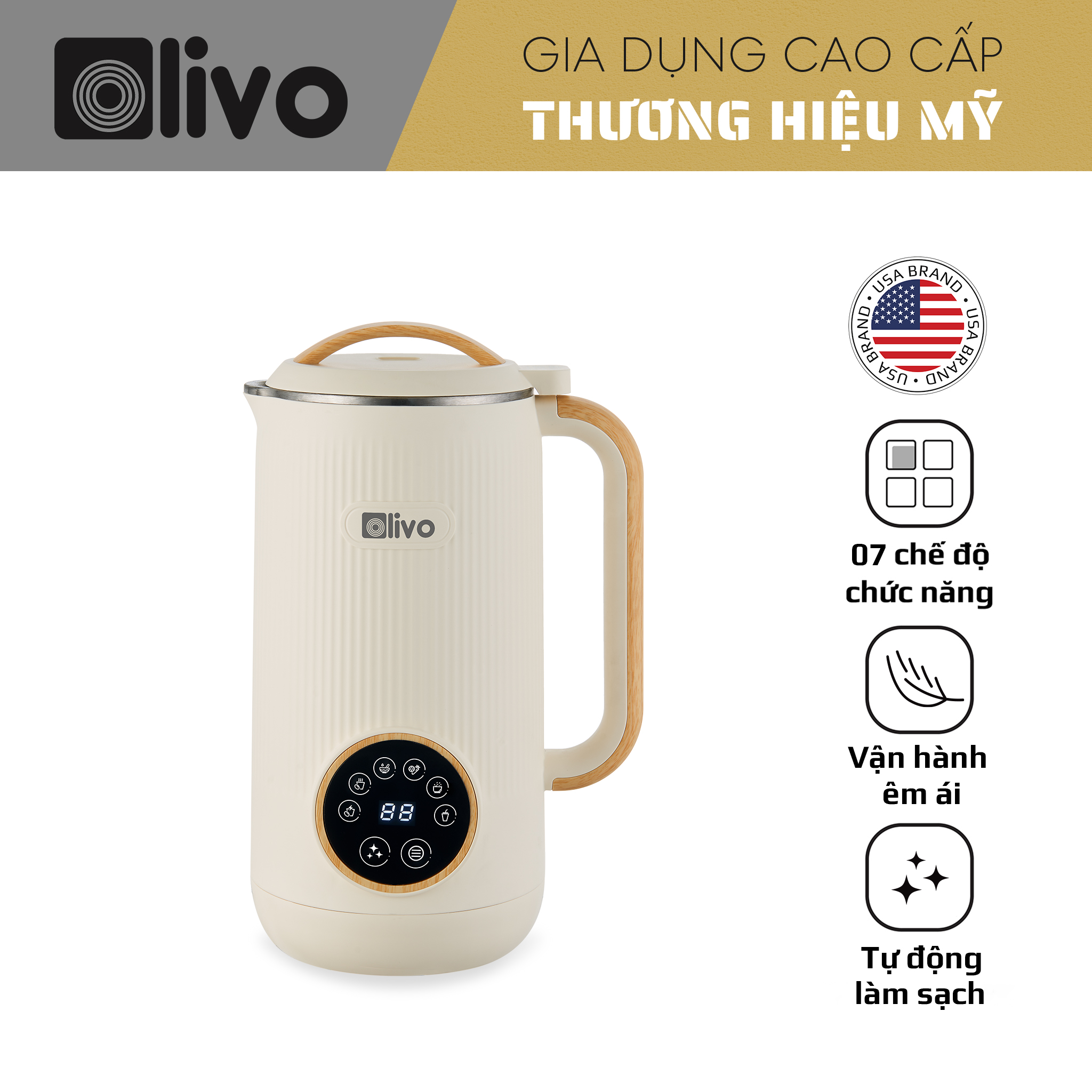 Máy Làm Sữa Hạt OLIVO CB400 Máy Xay Nấu Đa Năng Mini Cao Cấp Bảo Hành 24