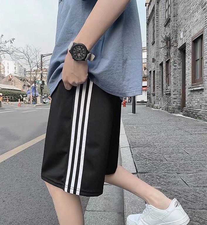 Quần short thể thao phối sọc 3 line dáng rộng unisex phong cách hàn quốc q21v