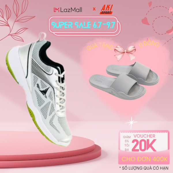 Giày cầu lông Mira Lightning 19.1 Xám thể thao nam nữ chính hãng chất lượng - LI004