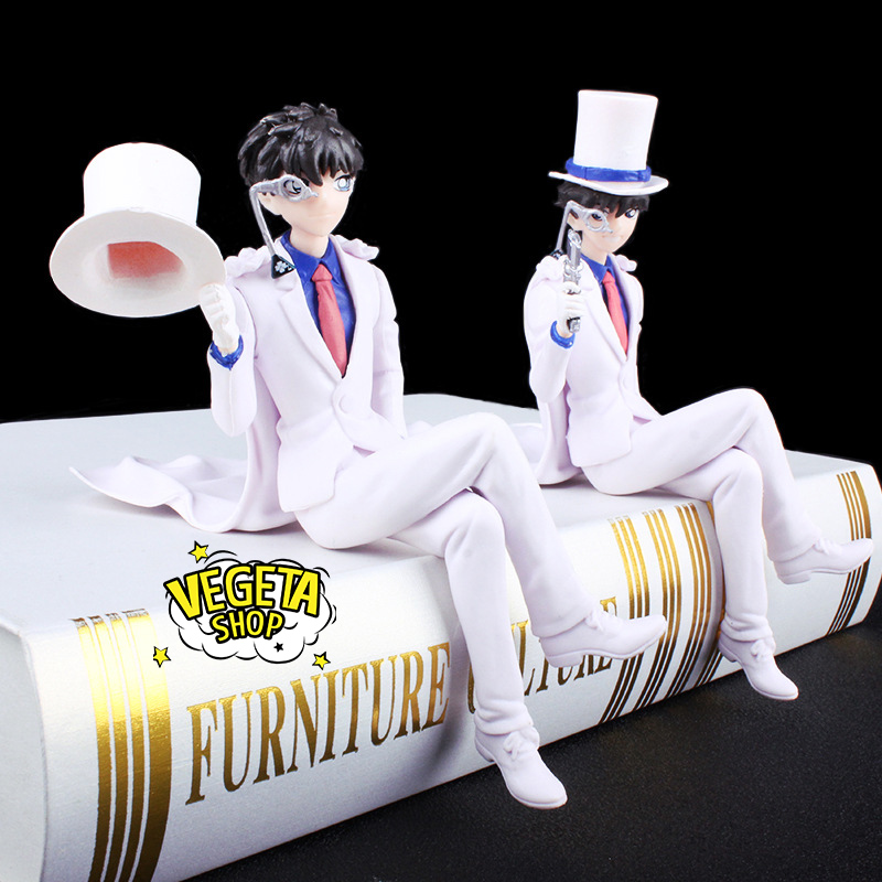 Mô hình kaito kid - mô hình conan - magic kaito - 2 tư thế siêu đạo chích kid ngồi cầm mũ - cao 14,5cm