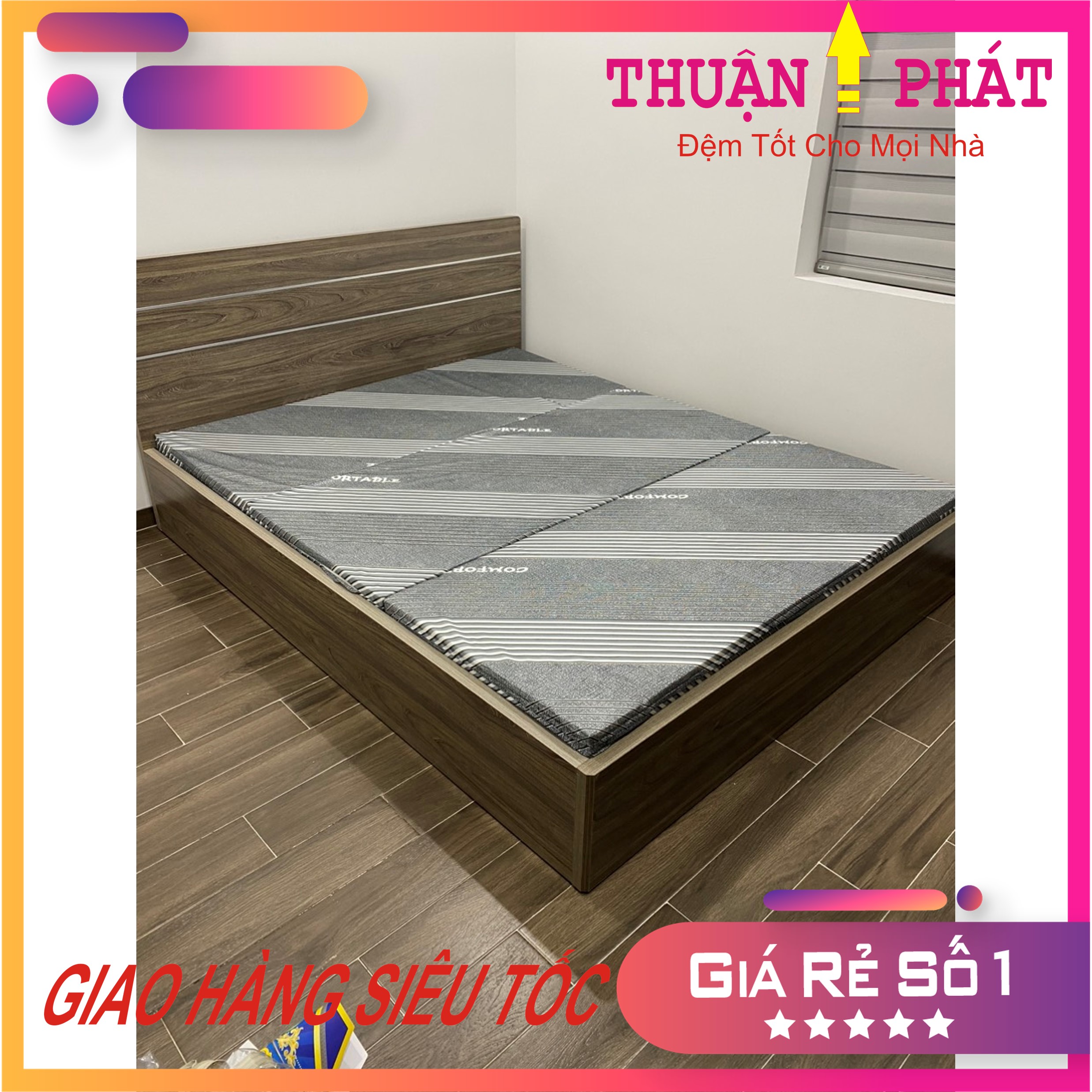 Đệm bông ép kháng khuẩn hàn quốc 1m6x2m 1m8x2m - mix mầu