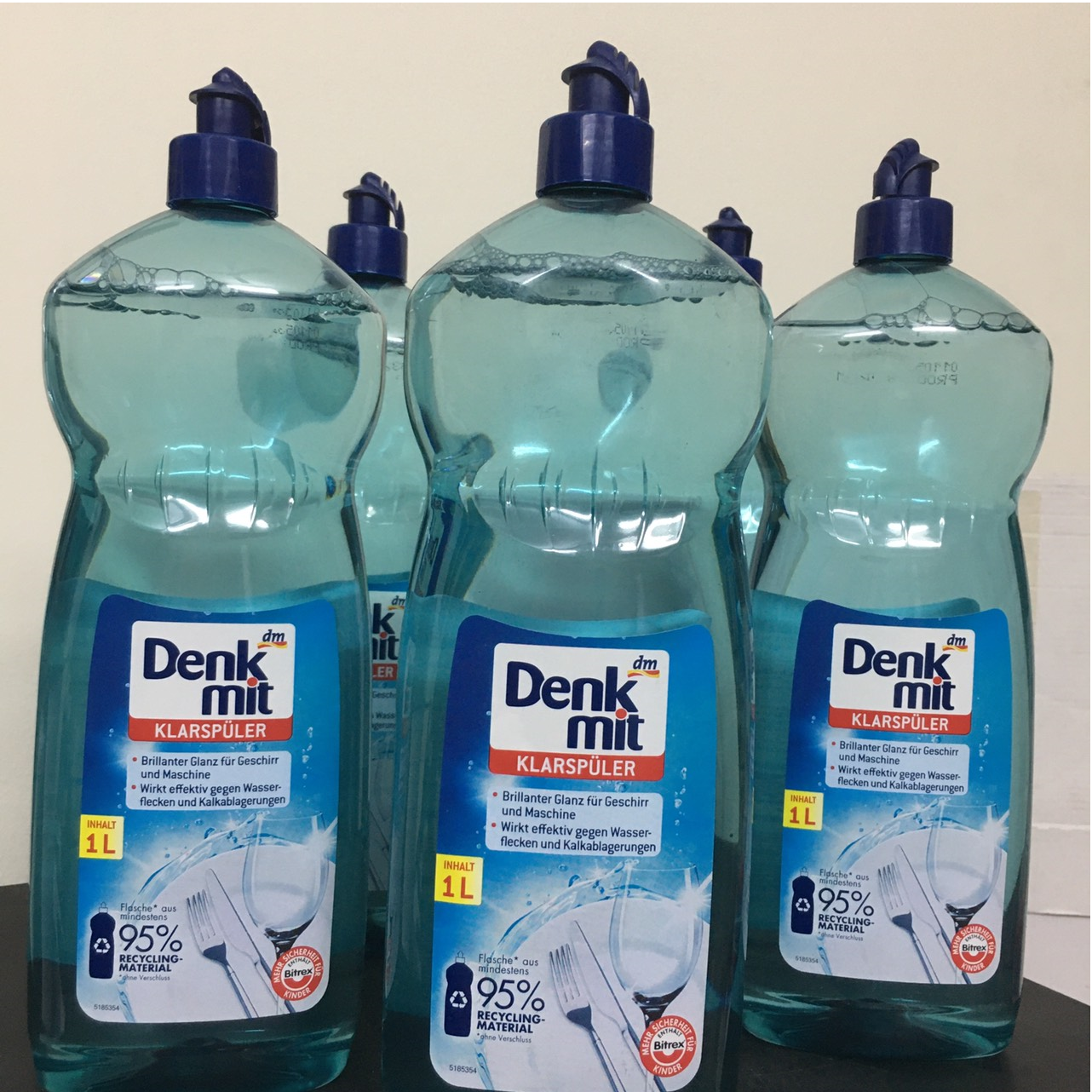 Nước làm bóng denkmit chai 1lit dùng cho máy rửa ly bát