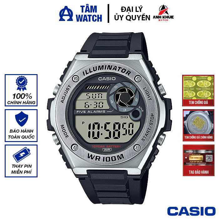 Đồng hồ nam dây nhựa casio standard chính hãng anh khuê mwd-100h-1avdf