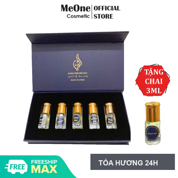 [Mua 1 Tặng 1] Sét 5 Chai Lăn Nước Hoa Tinh Dầu Dubai - MeOne Cosmetic - Siêu Phẩm Nước Hoa Dành Cho Nam Nữ Ngọt Ngào Quyến Rũ Thơm Lâu - Tặng Chai Lăn 5ml Mùi Bất Kì