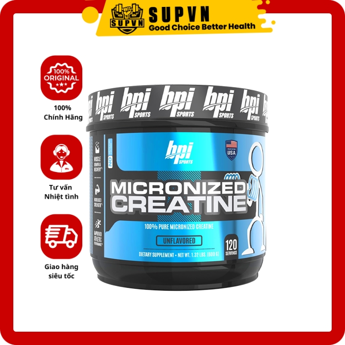 Bpi Creatine Micronized - 120 lần dùng - Hỗ trợ tăng sức mạnh, sức bền và tăng cơ Micronized Creatine