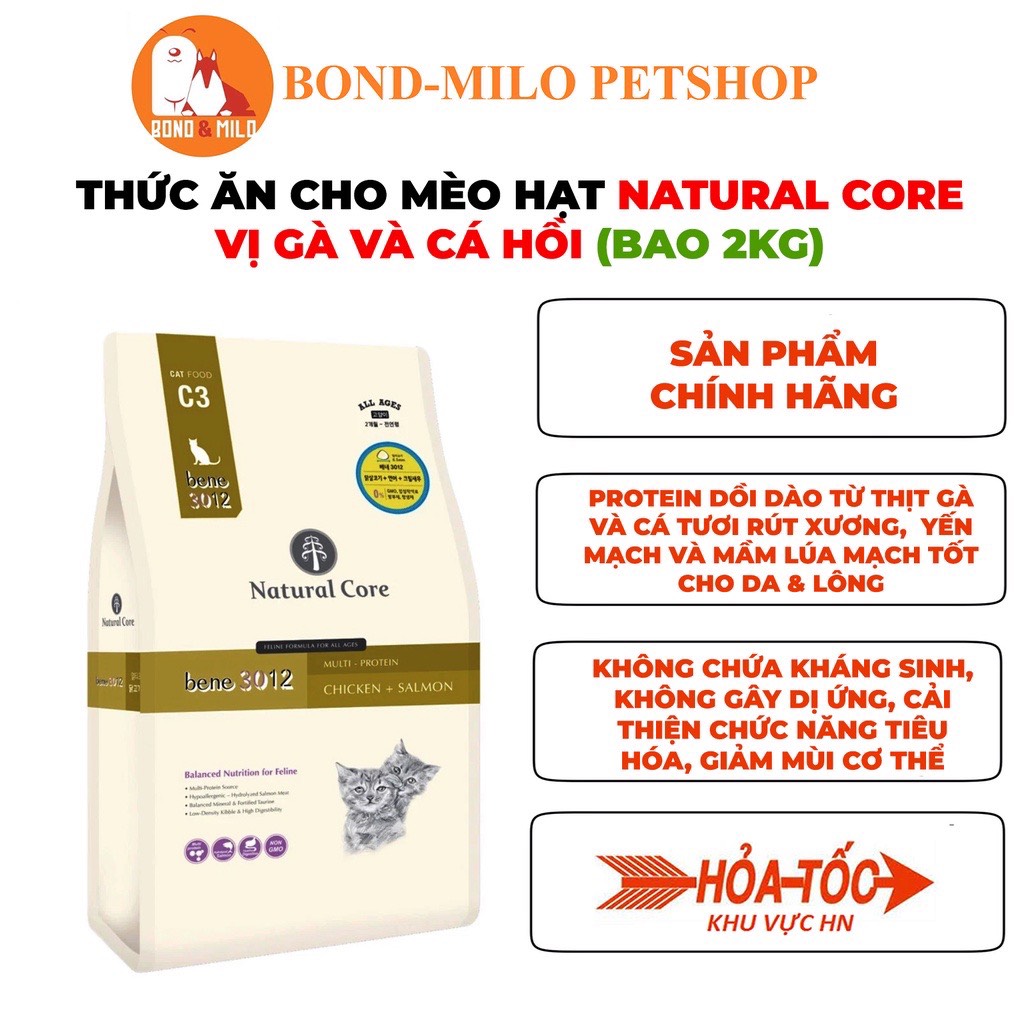 Thức ăn hạt giòn hữu cơ cho mèo natural core c3 bene 3012 - bondmilo petshop