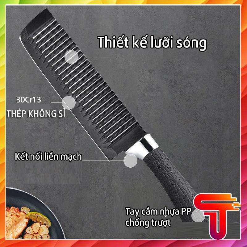 [SIÊU BÉN ] Dao răng cưa lượn sóng cắt rau củ - Dao lượn sóng chống dính cao cấp dao thái củ quả đa năng Nhật Bản