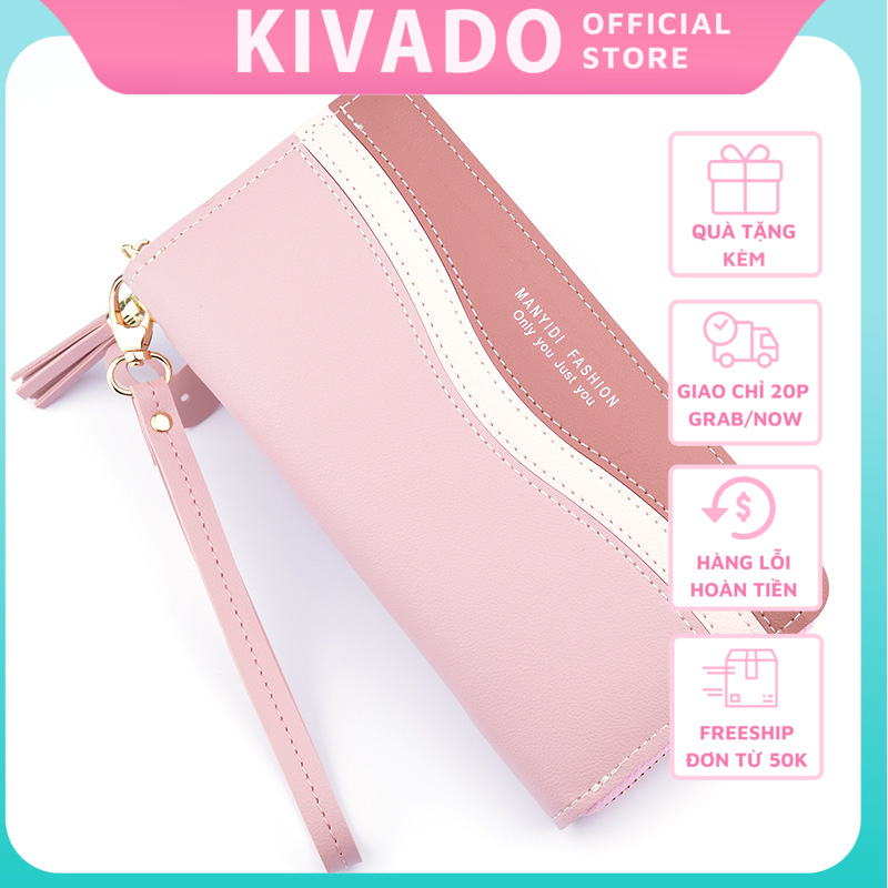 Ví nữ cầm tay cao cấp  dáng dài đựng tiền nhiều ngăn giá rẻ gấp 2 đẹp KIVADO VN2555