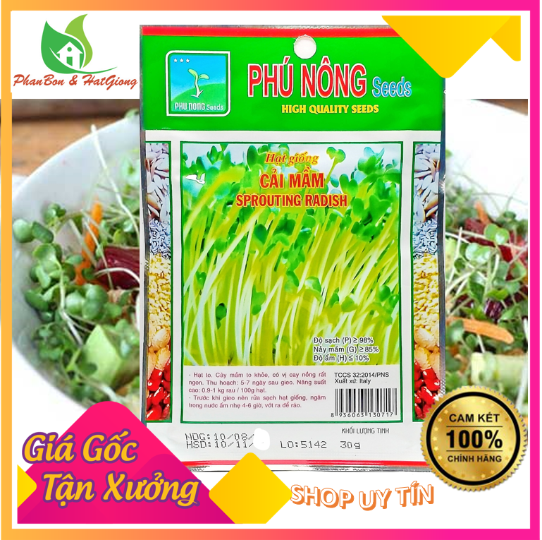 Hạt Giống Rau Mầm Cải 30Gr Giàu Dinh Dưỡng - Phú Nông Seeds  | Shop Phân Bón, Hạt Giống Rau Củ Quả, Xơ Dừa, Mùn Dừa, Đất Sạch Trồng Rau Sạch Tp. Hồ Chí Minh