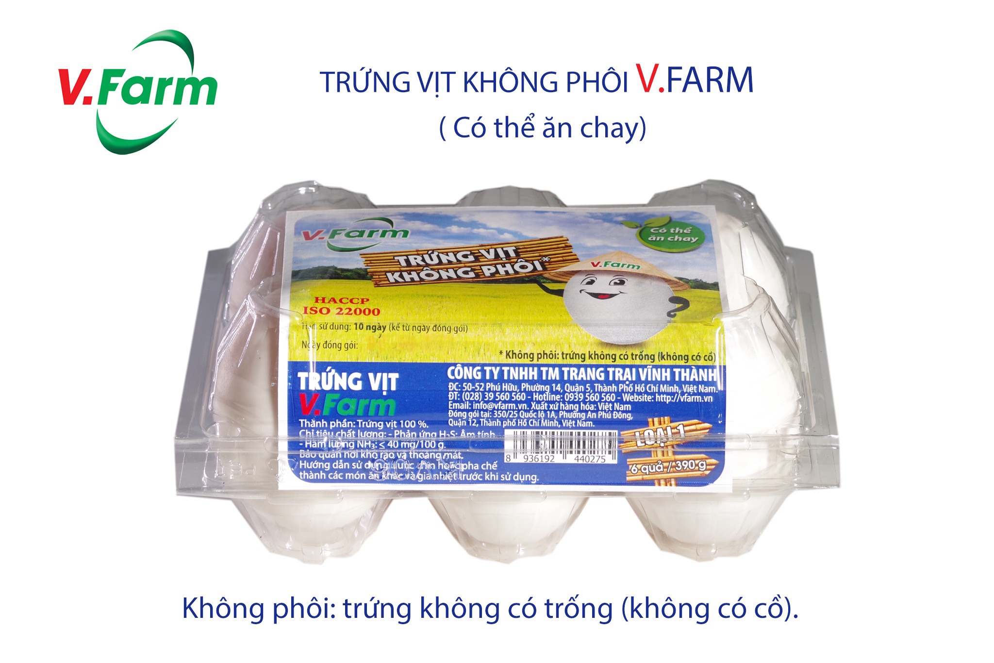 Trứng vịt không phôi vfarm hộp 6 quả