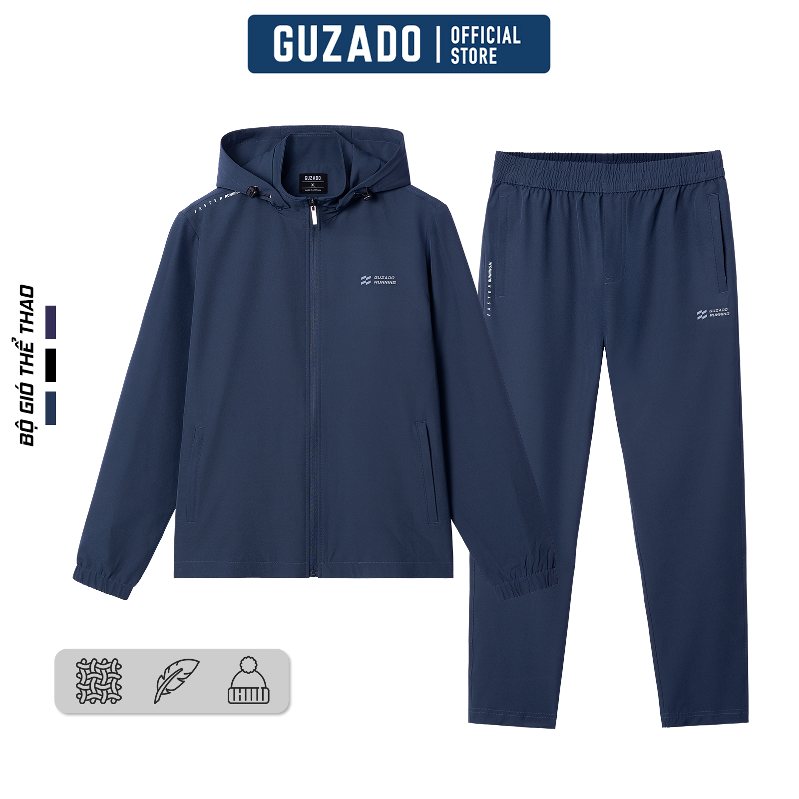   TẶNG QUÀ ĐƠN 599K CHỈ 29.12  Bộ Gió Thể Thao Cao Cấp GUZADO Set Đồ Nam Chất Gió Giữ Nhiệt Cản Nước Co Giãn Nhẹ Vận Động Thoải Mái GBG01 