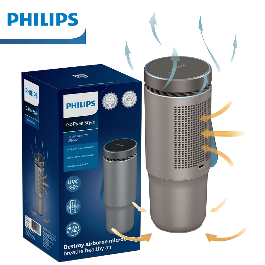 Máy lọc không khí ô tô Philips GP5602 - Đen, vàng - Kích thước 90x76mm