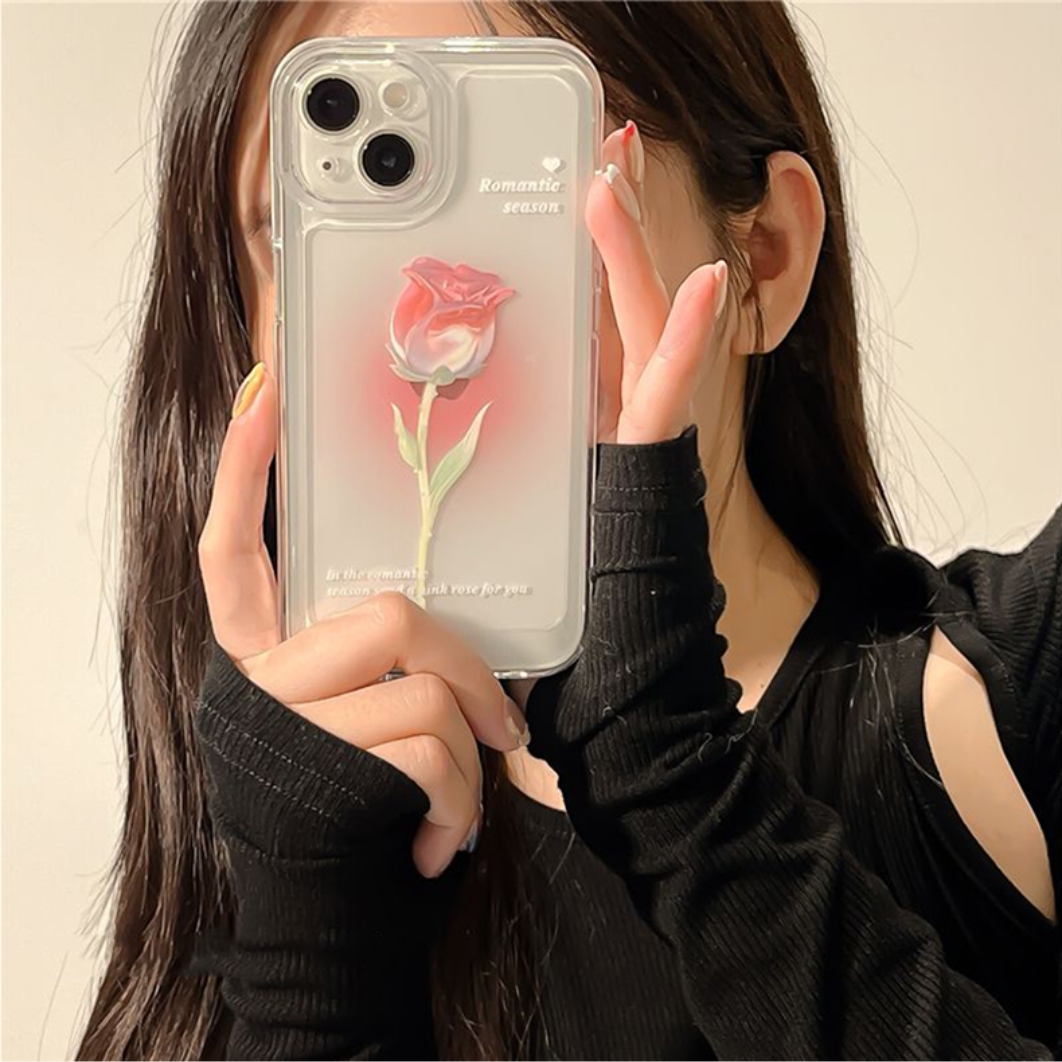 Ốp Lưng Silicon Trong Suốt Space Bảo Vệ Camera Flower Romantic