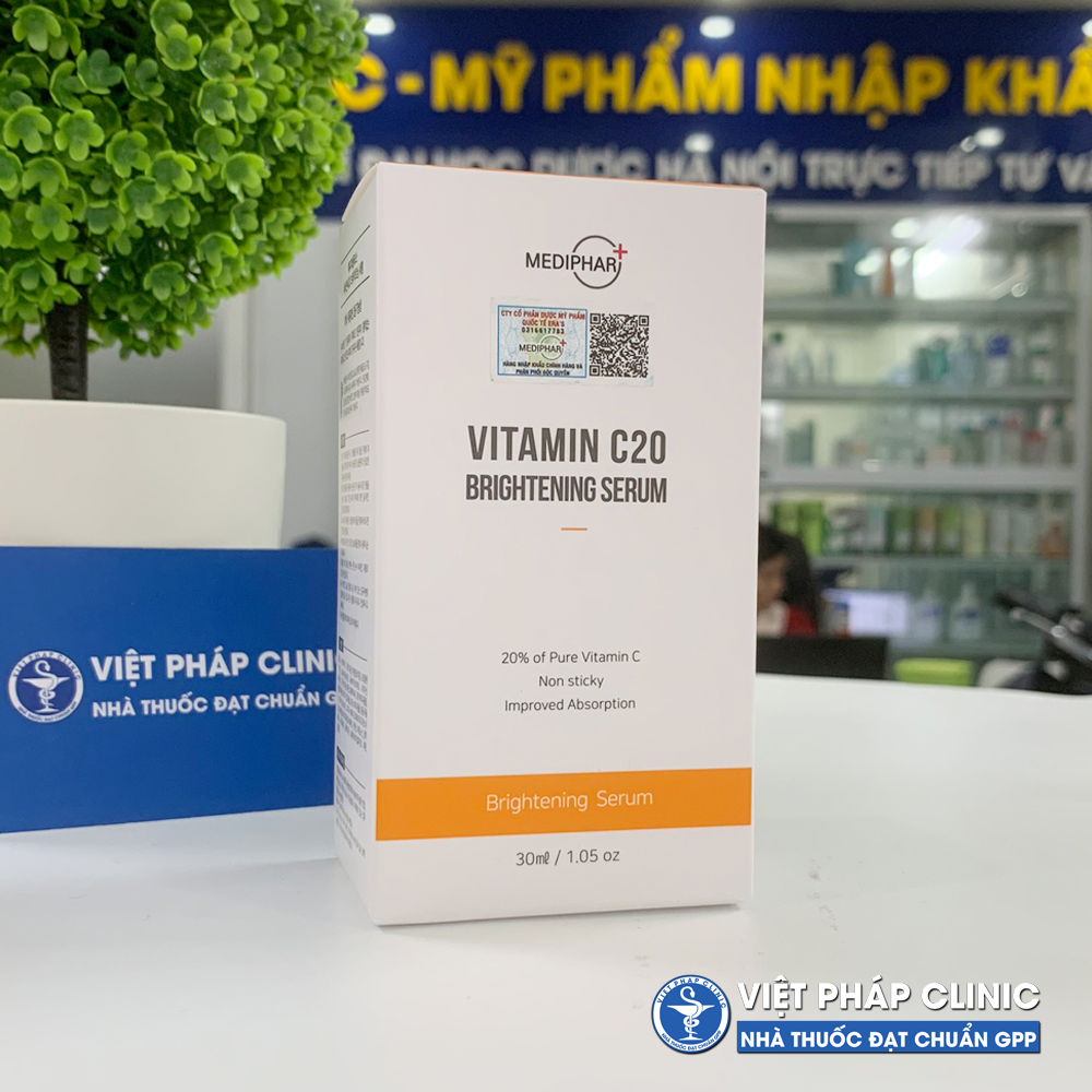Serum dưỡng trắng, chống lão hóa, giảm thâm nám da mediphar+ vitamin c20 30ml