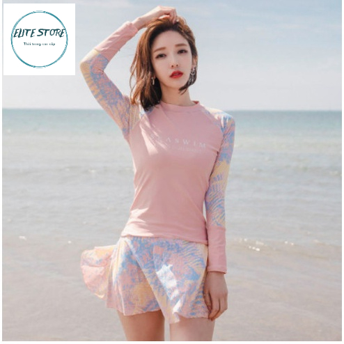 Bộ Đồ bơi nữ đồ tắm biển dài tay quần short năng động bộ đồ bơi gái size đại
