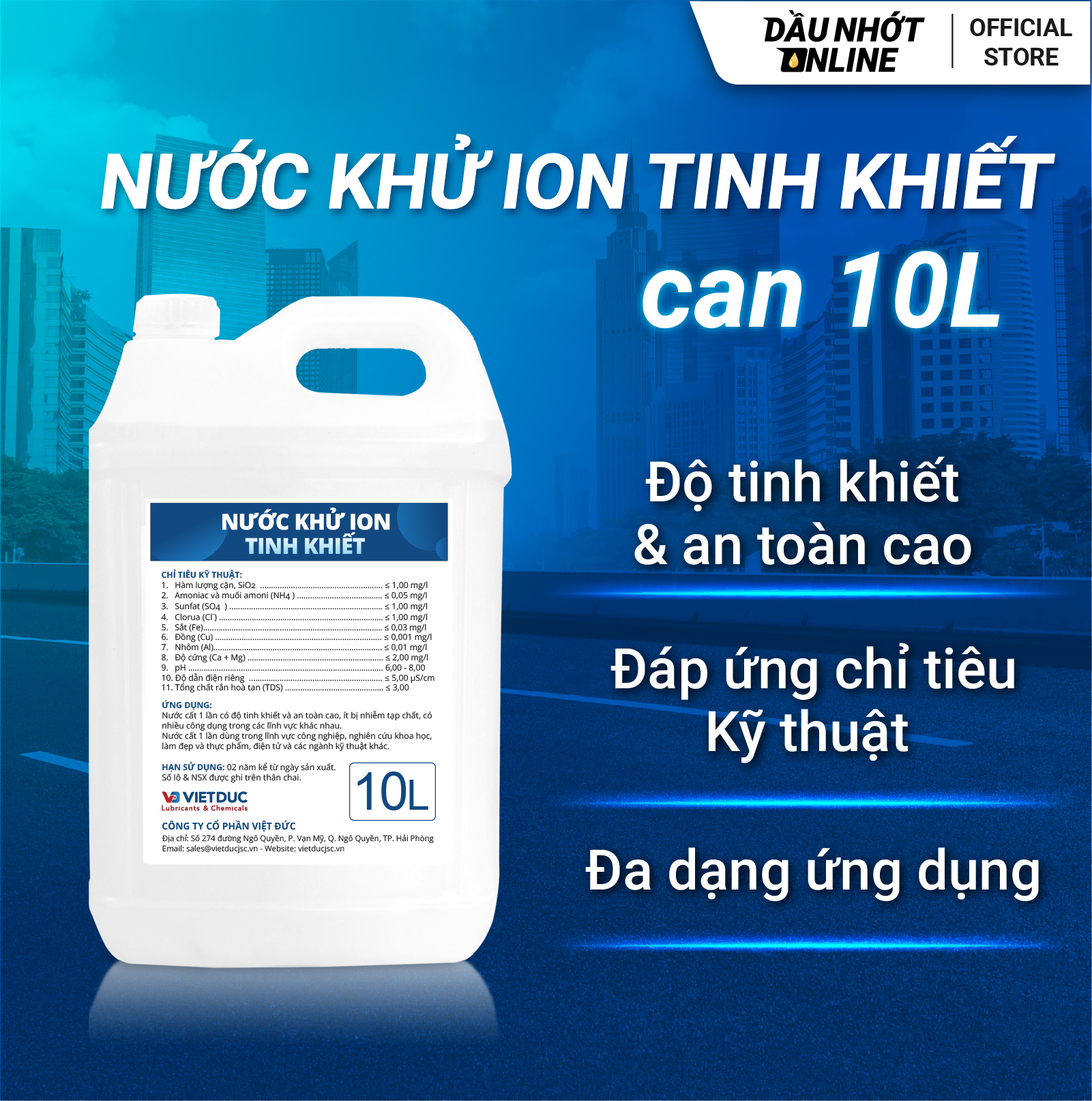 Nước khử ion tinh khiết Chuyên dụng - Chai 500mL/ 4L/10L 💧 (DI water)