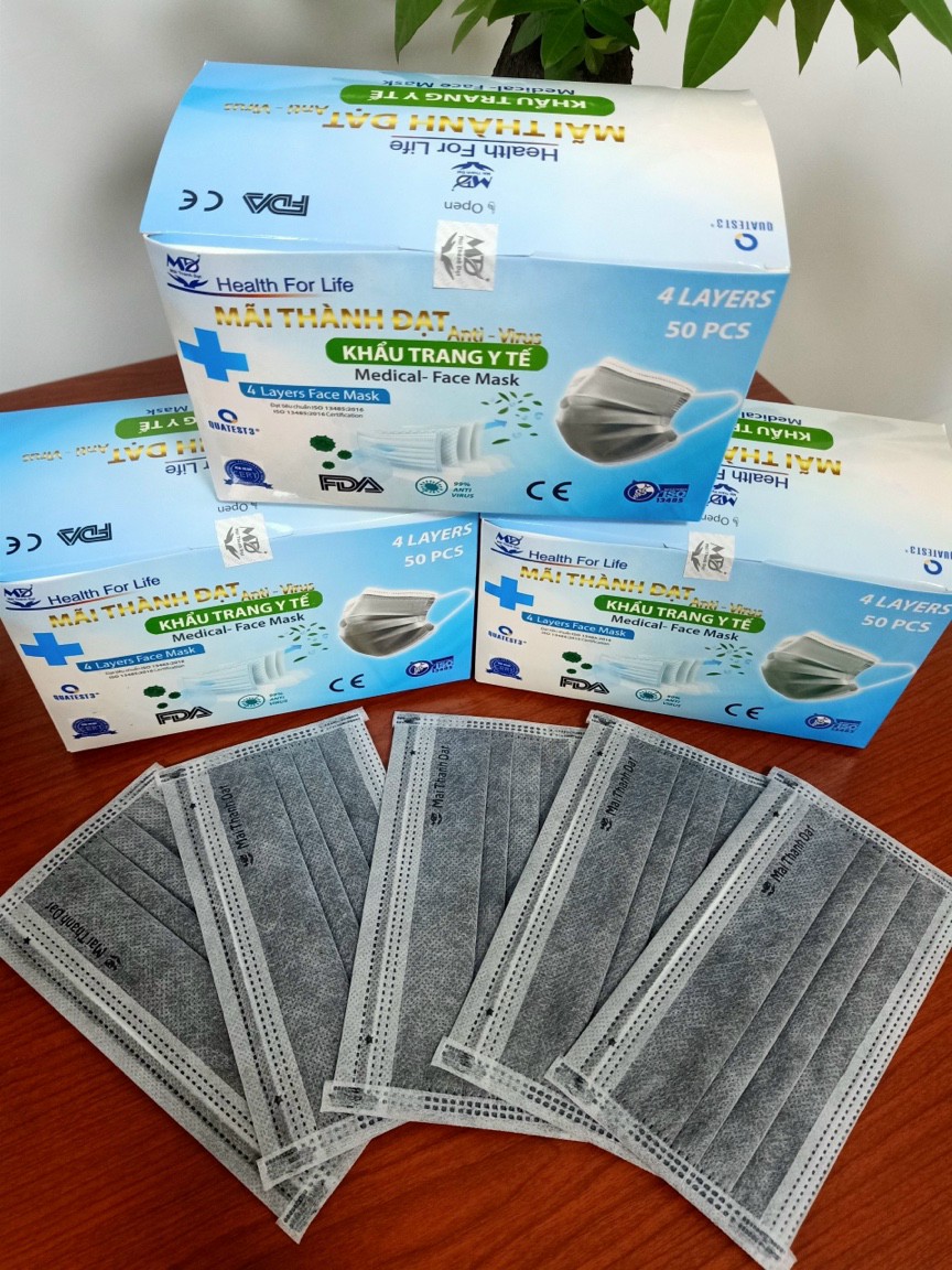 [HCM](CAO CẤP)Hộp Khẩu Trang Y Tế MÃI THÀNH ĐẠT-(1 hộp/50 cái)- MÀU XÁM