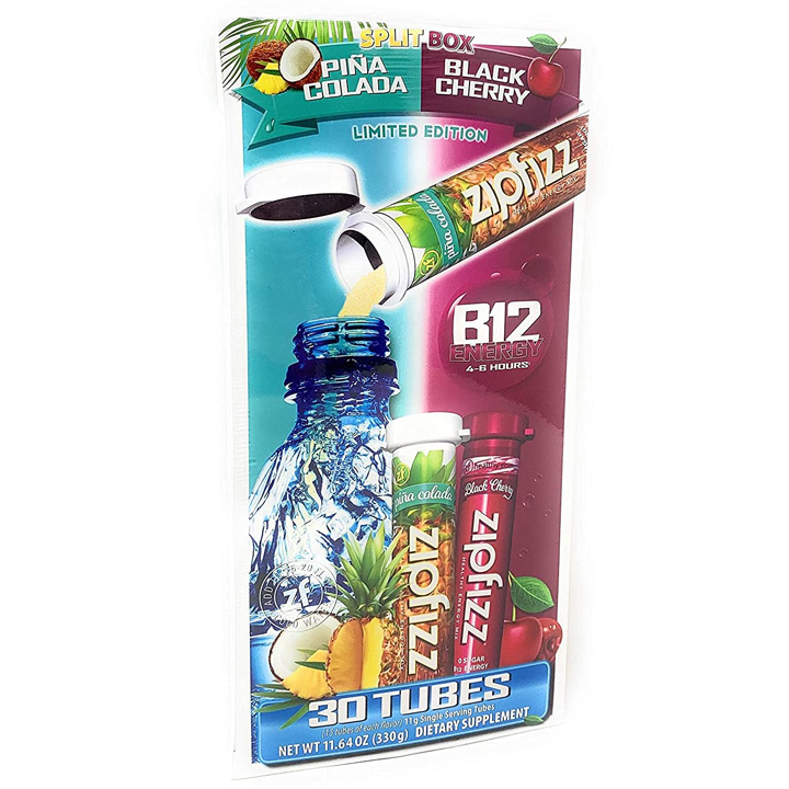 Bột trái cây tổng hợp bổ sung vitamin tăng cường năng lượng Zipfizz Pina Colada & Black Cherry hộp 30 ống