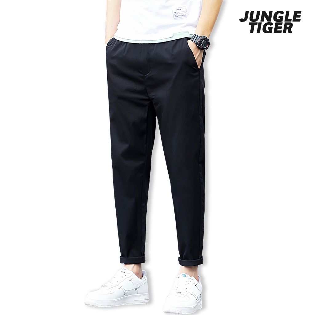 Quần kaki baggy nam nữ jungle tiger basic cạp chun ống rộng unisex - jt8833