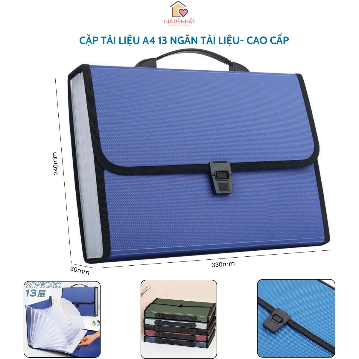 Cặp Đựng Tài Liệu A4 13 Ngăn Xách Tay Nhiều lớp đựng giấy kiểm tra, đựng sách, túi đựng đồ dùng văn phòng