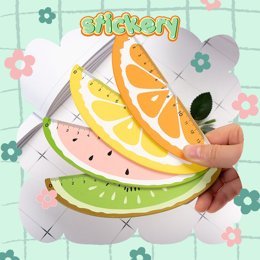 Cây thước gỗ hình trái cây mùa hè dễ thương 15cm - sticekry