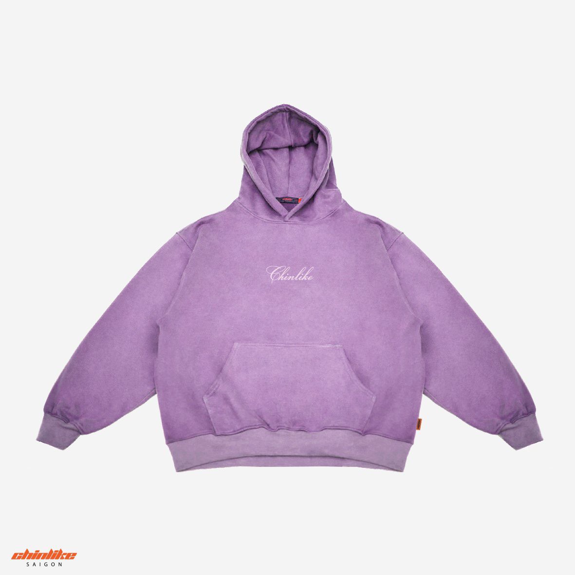 Chinlike - purple wash boxy hoodie - áo khoác nỉ bông wash