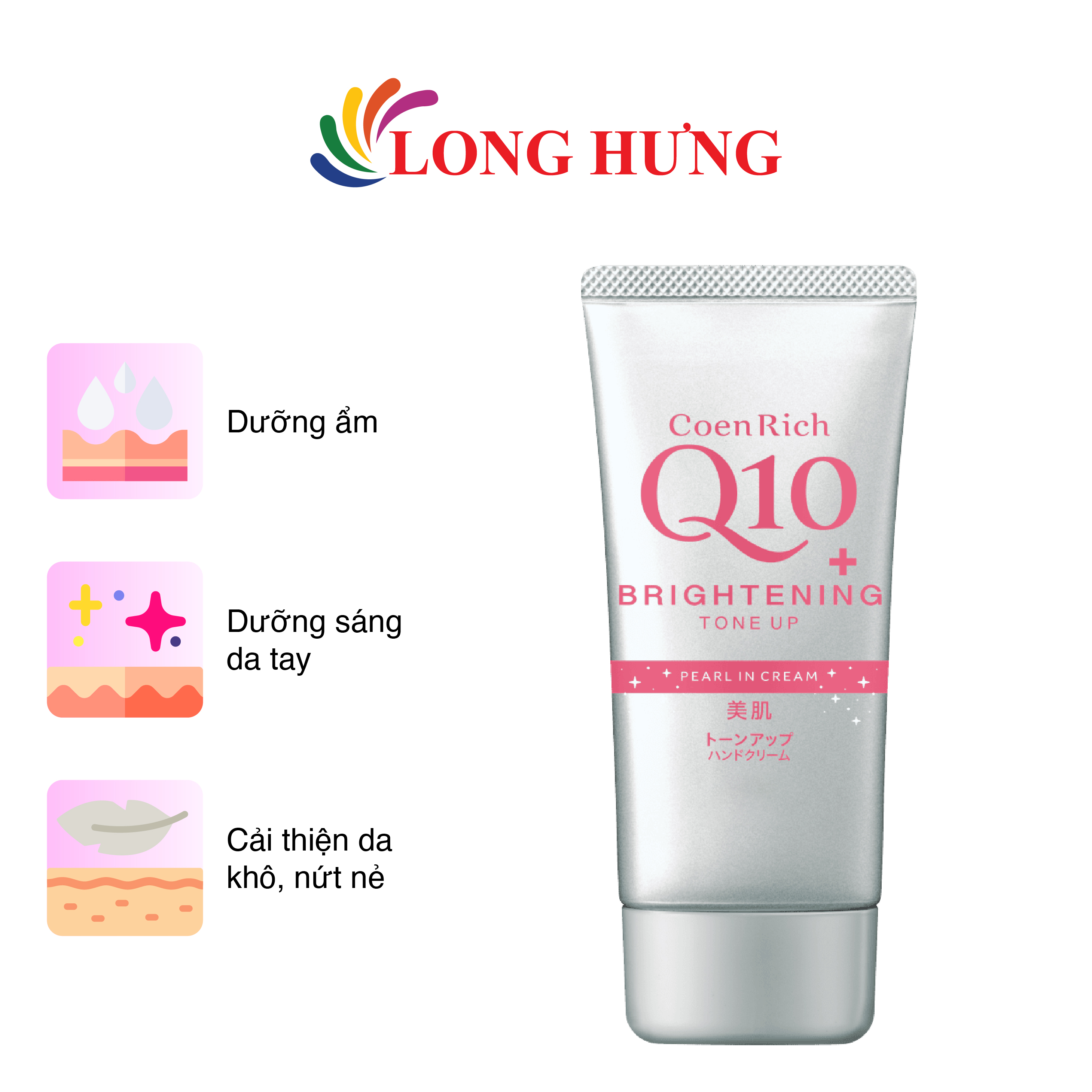 Kem dưỡng trắng nâng tông da tay Kosé CoenRich Q10+ Brightening Tone Up Pearl In Cream (80g)