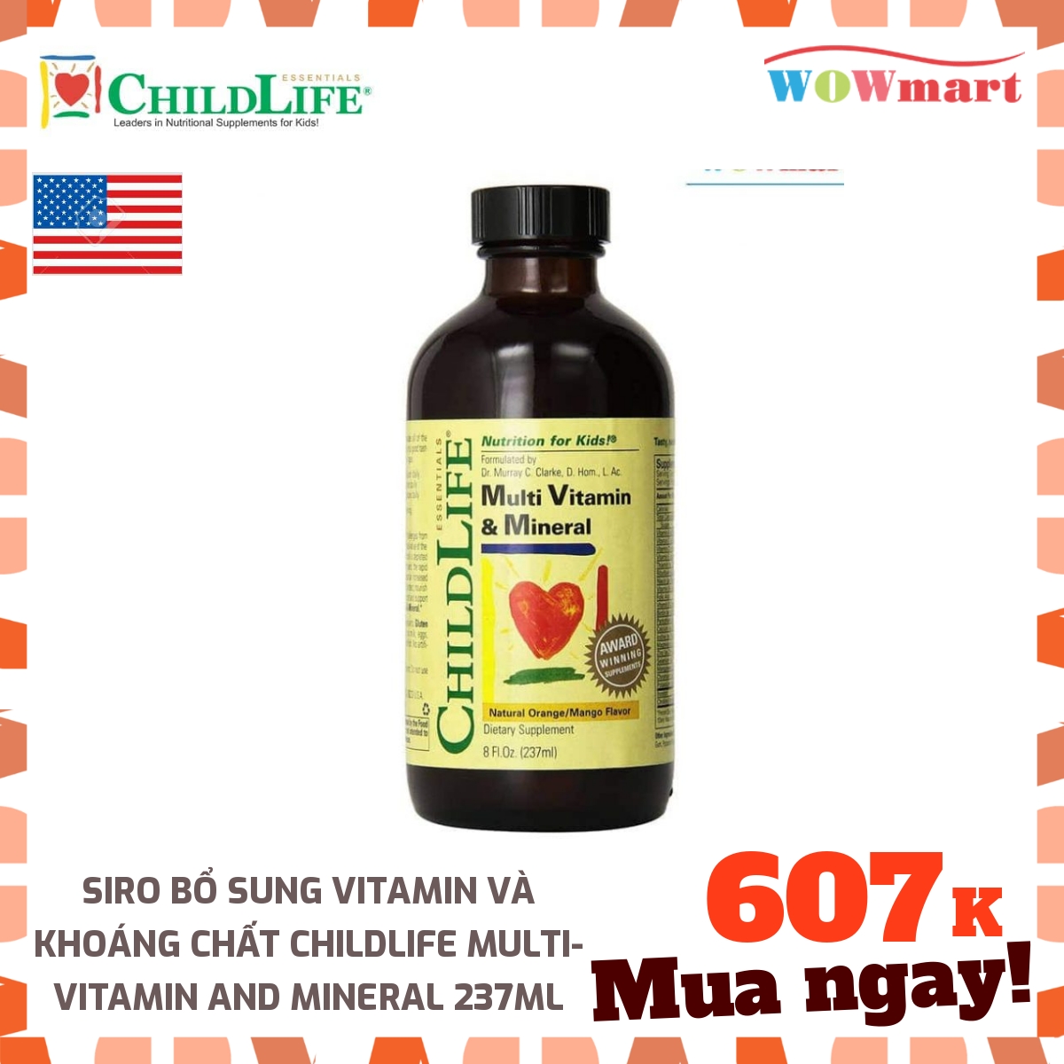 Siro bổ sung vitamin và khoáng chất ChildLife Multi-Vitamin and Mineral 237ml - [MỸ]