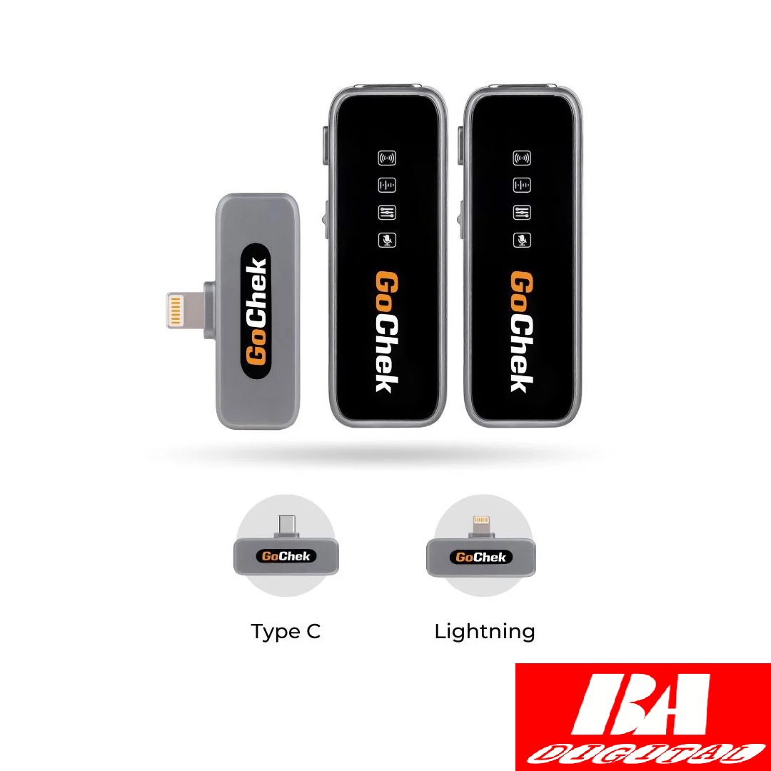 Bộ 2 micro thu âm không dây gochek gc-b ultra cho điện thoại android & ios