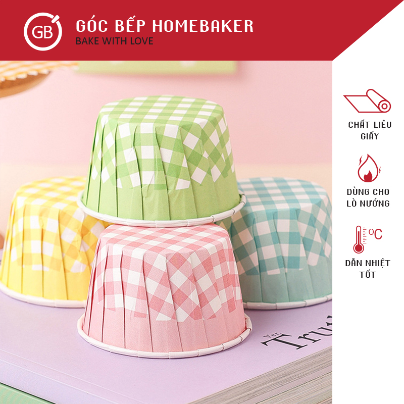 Ly nướng bánh xếp viền 25 cái - đế nướng giấy - ly nướng cupcake gbdb003