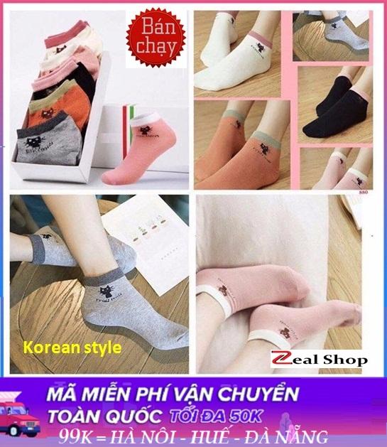 Combo 10 đôi tất vớ nữ hình mèo miumiu cổ ngắn