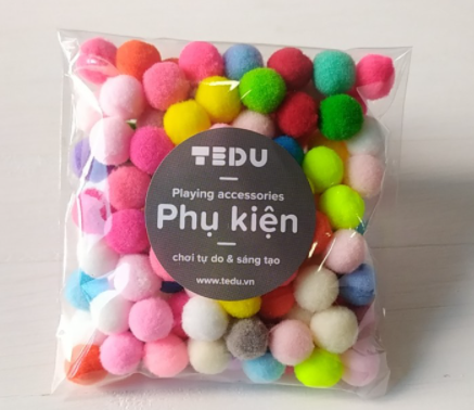 HẠT POMPOM LEN CHƠI BỘT NẶN SÁNG TẠO THỦ CÔNG  TỰ DO TEDU (~1.5cm)