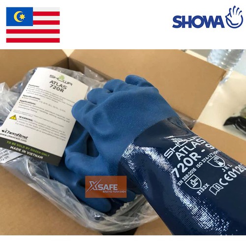 Combo 5 đôi Găng tay chống hóa chất Showa 720 NBR chống dầu, axit, hóa chất, chống mòn tuyệt vời rất bền và linh hoạt