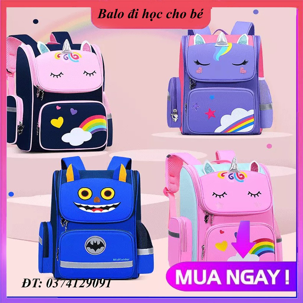 [Size37 Từ lớp 1-3] Balo Đi Học Cho Trẻ Em Học Sinh Tiểu Học Lớp 1-3 Hình kì lân Cho Bé Gái, TRai Chống Gù Form Hộp Nhẹ Siêu Nhẹ Bảo Vệ Sườn Lưng Dễ Thương, Cặp sách học sinh chống thấm nước, có phản quang