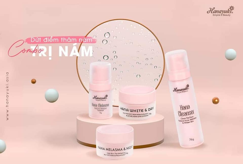 Bộ 4 nám mini Hanayuki chuyên sâu nám, tàn nhang, đốm nâu