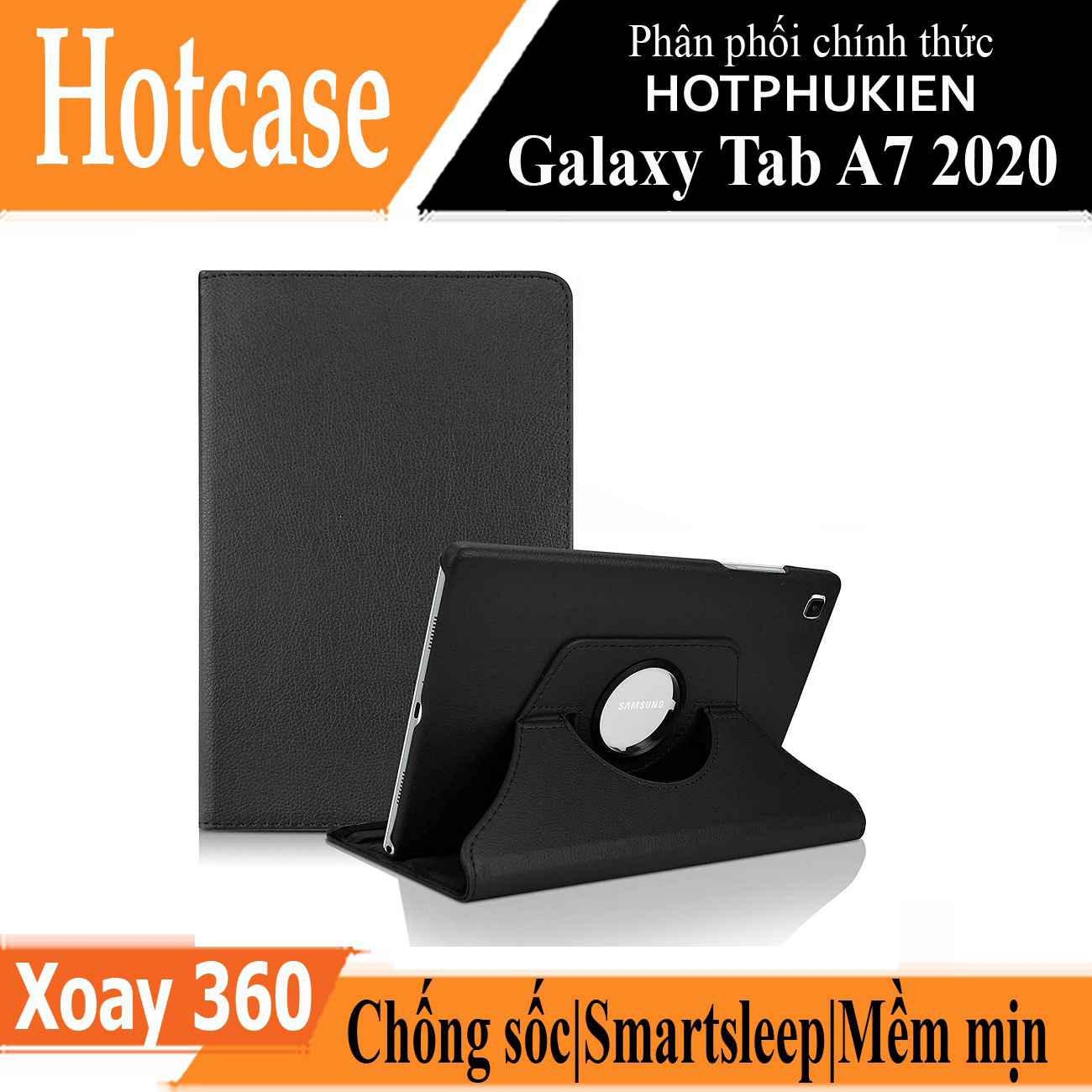 Case bao da Samsung Galaxy Tab A7 2020 SM-T500 xoay 360 độ hiệu HOTCASE chống sốc cực tốt, bảo vệ 360 độ  - Phân phối bởi Hotphukien